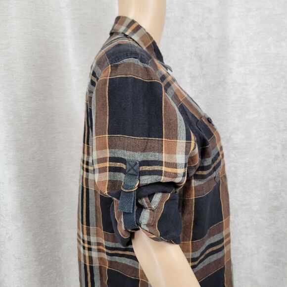 Lauren Ralph Lauren Vintage Linen Black Tan Plaid Western Women's Medium - Picture 3 of 12